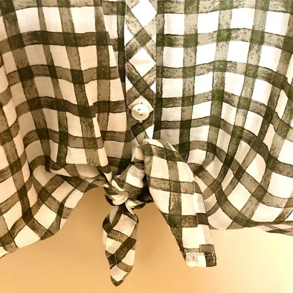 J.Jill Checkered Sleeveless Tie-Hem Blouse, Size M - Picture 4 of 10